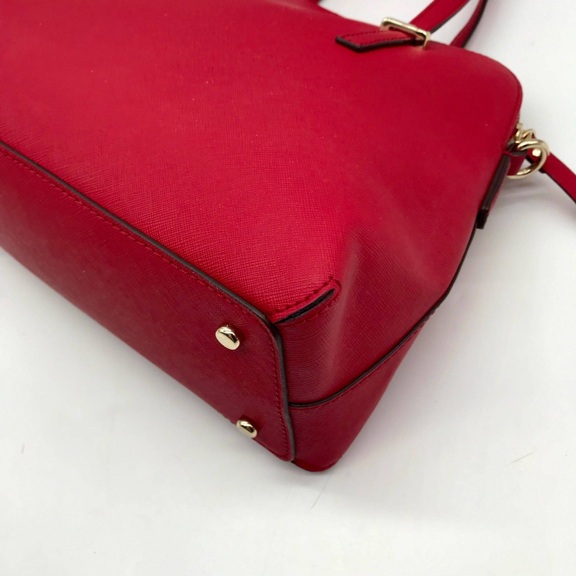 Kate Spade Red Saffiano Leather Cedar Street Maise Convertible Satchel Bag