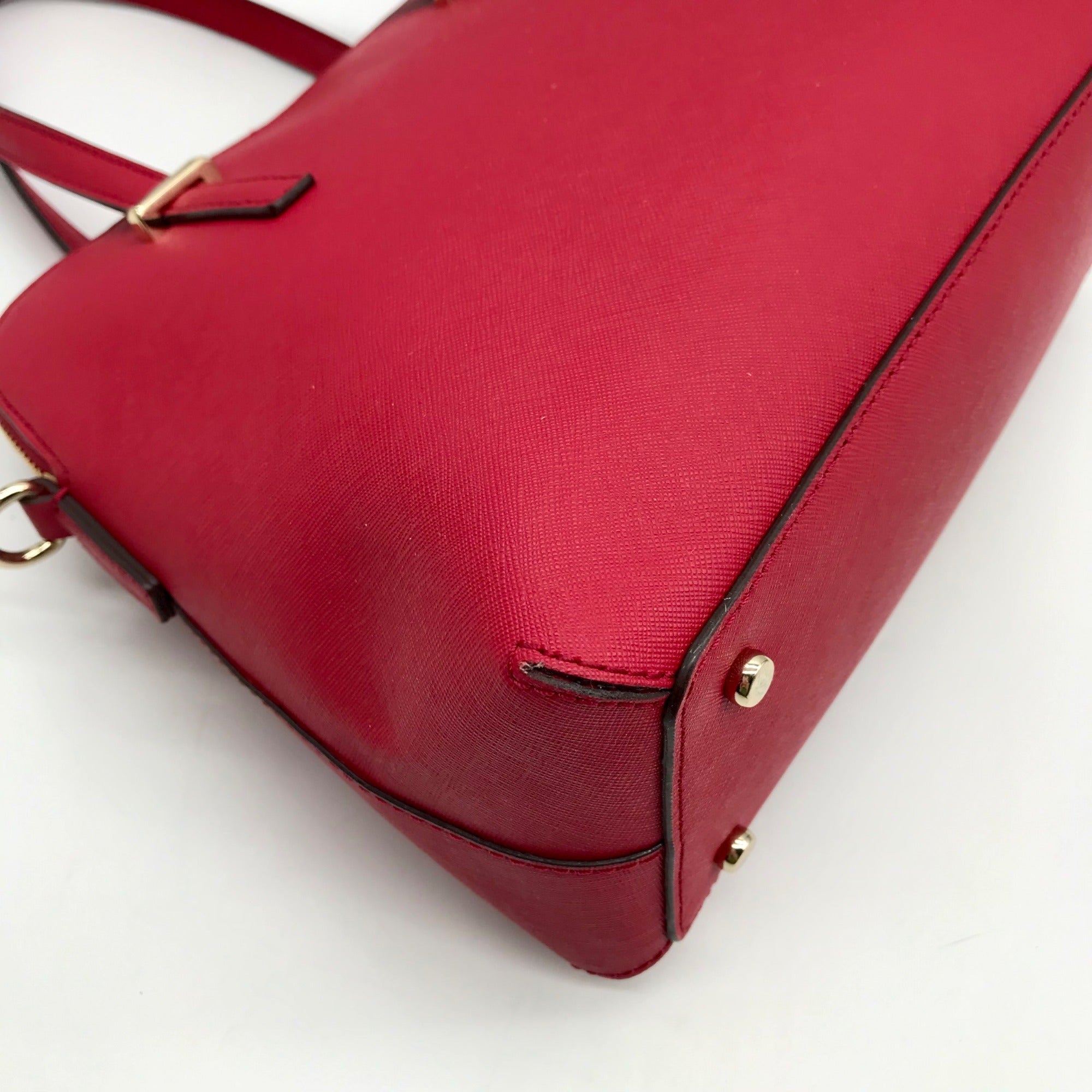 Kate Spade Red Saffiano Leather Cedar Street Maise Convertible Satchel Bag