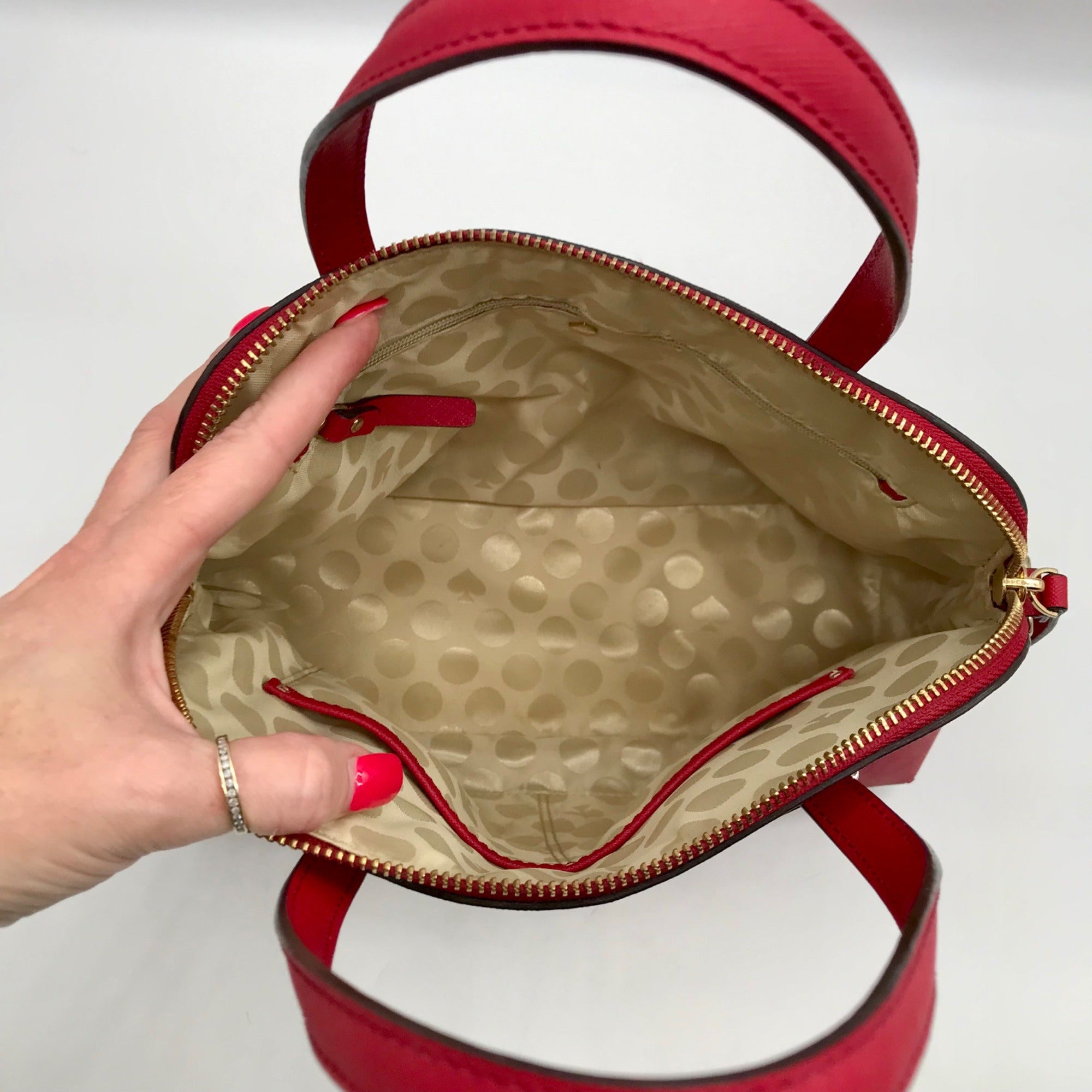 Kate Spade Red Saffiano Leather Cedar Street Maise Convertible Satchel Bag