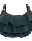 Anabaglish Dusty Blue Suede Ruffle Crossbody