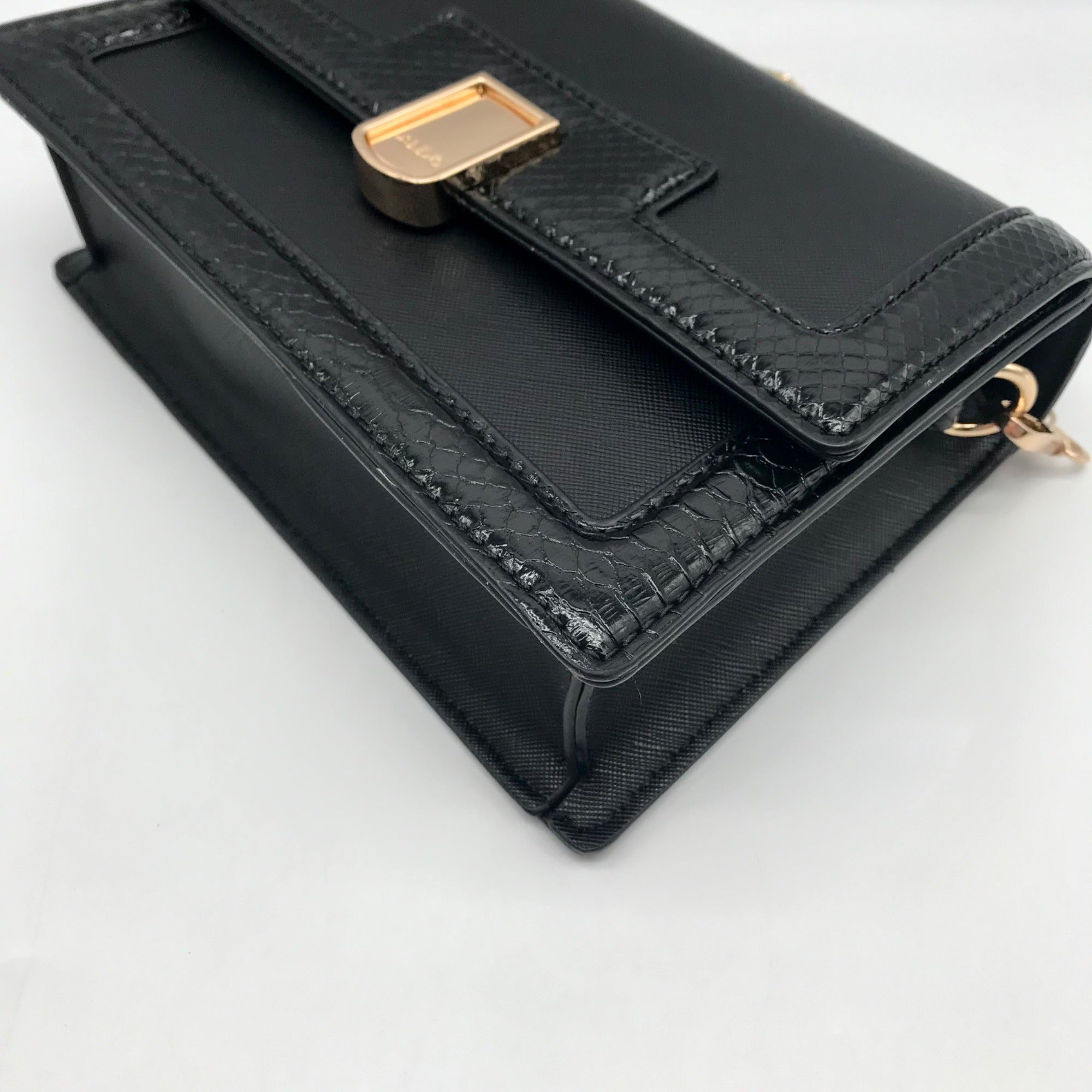 Aldo Black Embossed Trim Convertible Handbag