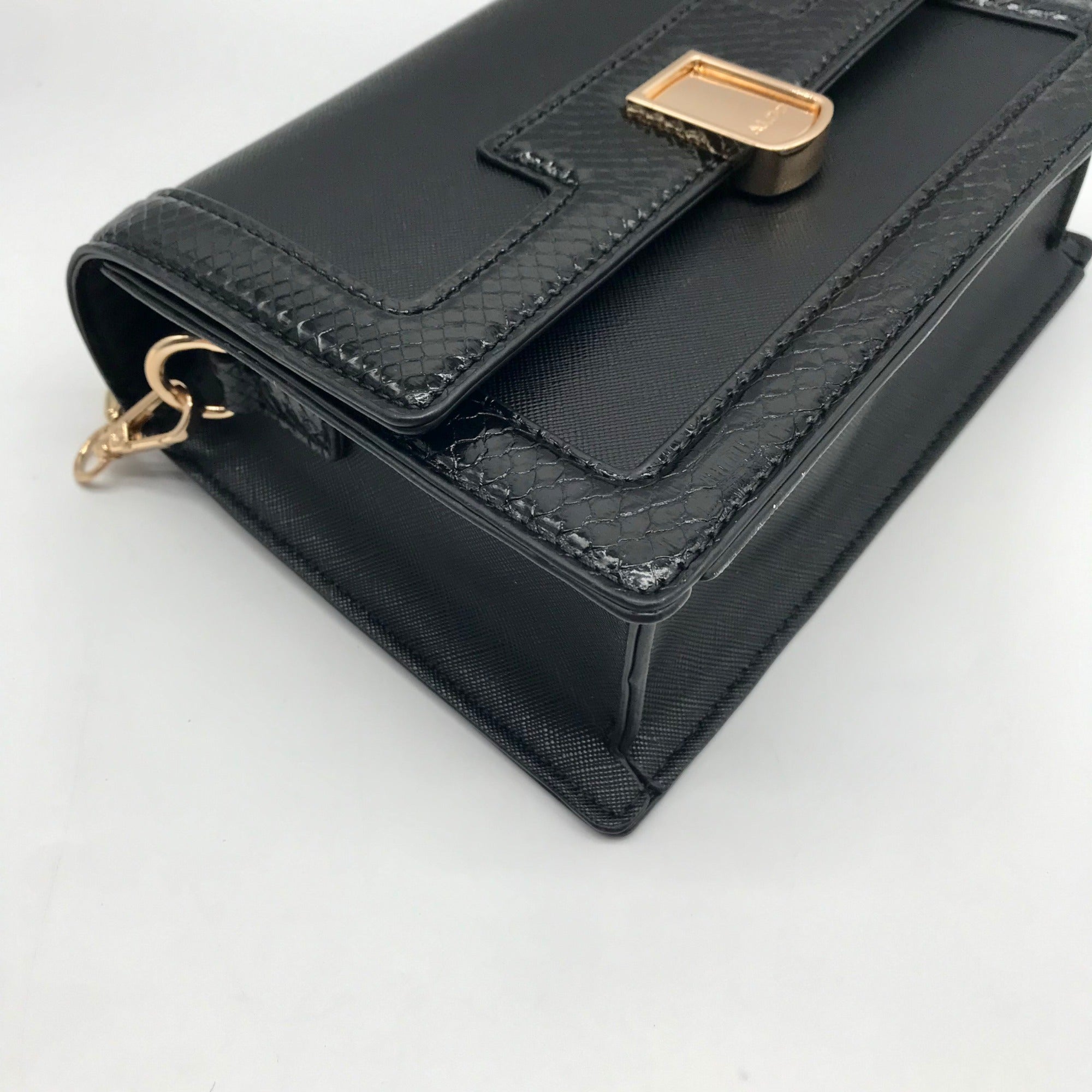 Aldo Black Embossed Trim Convertible Handbag