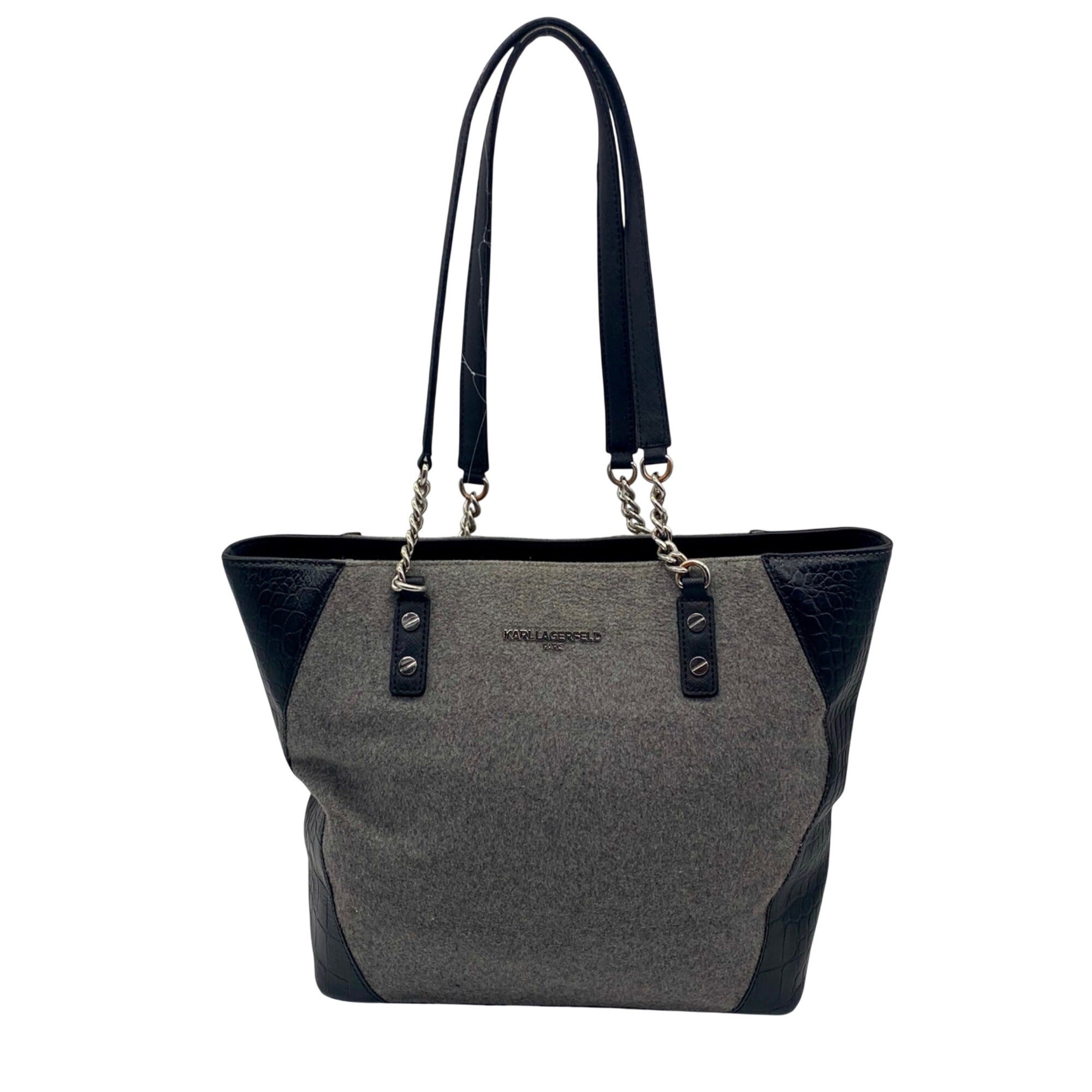 Karl Lagerfeld Black and Grey Paris Nouveau Tote Bag