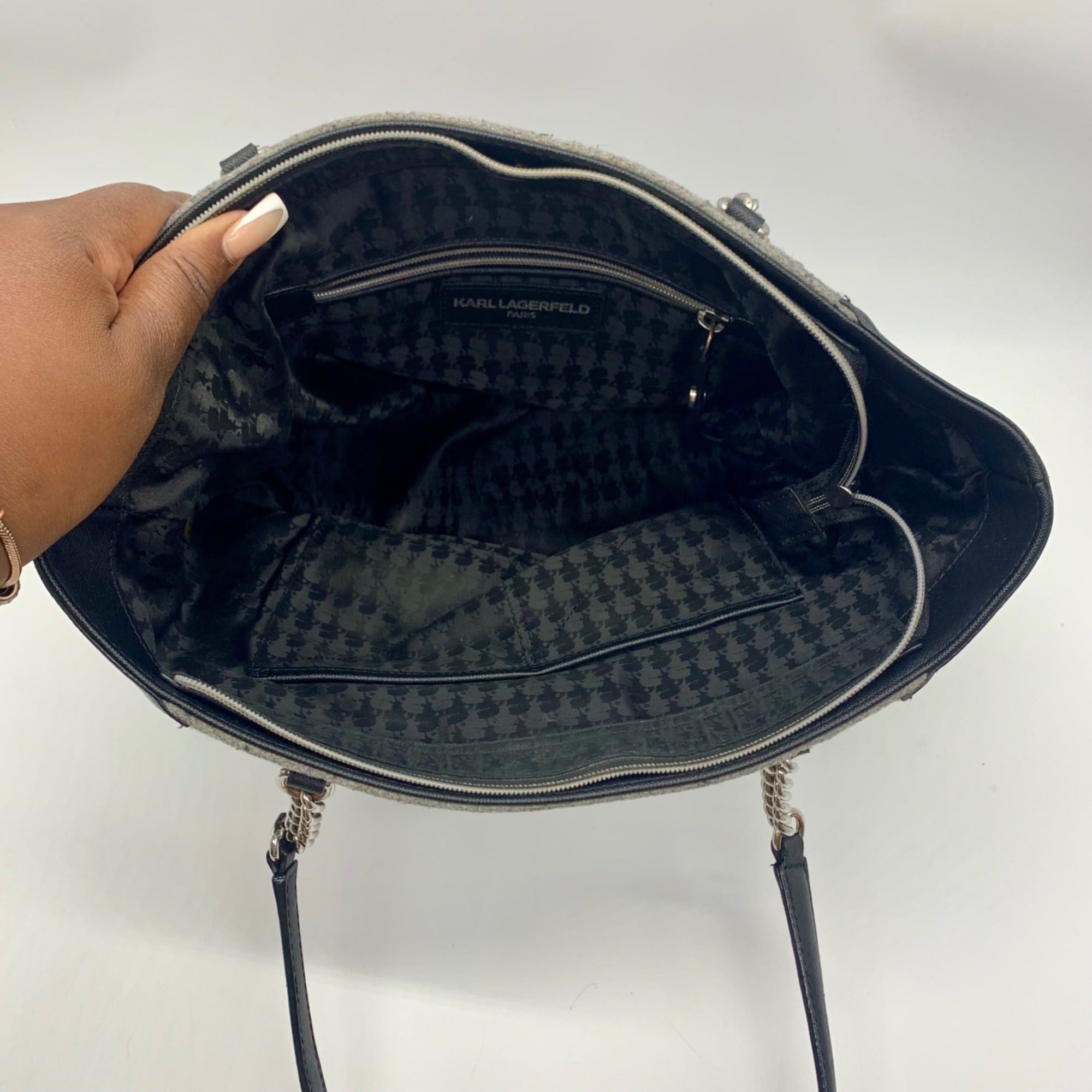 Karl Lagerfeld Black and Grey Paris Nouveau Tote Bag