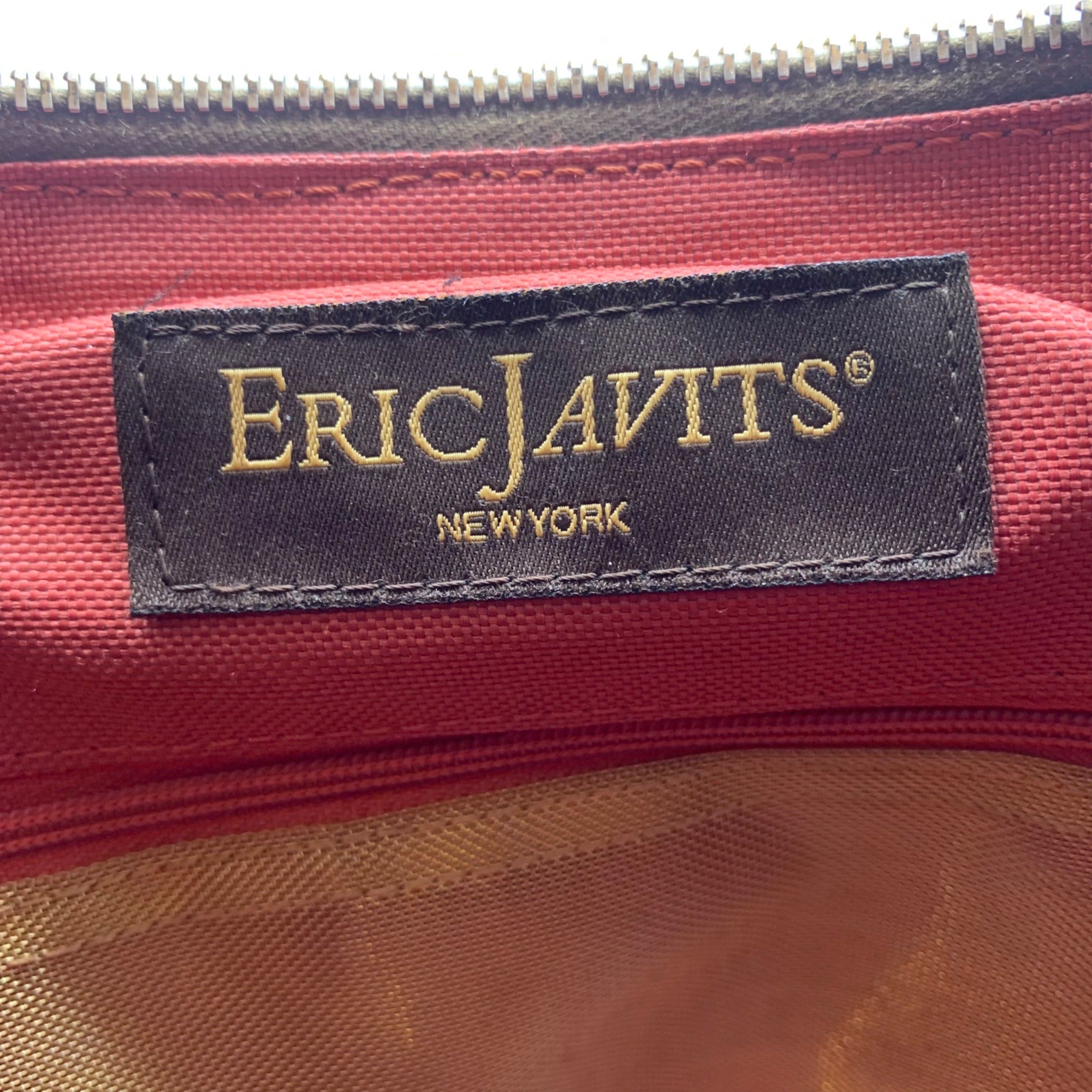 Eric Javits Brown Raffia &amp; Embossed Leather Trim Shoulder Bag