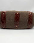 Eric Javits Brown Raffia & Embossed Leather Trim Shoulder Bag