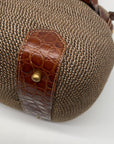 Eric Javits Brown Raffia & Embossed Leather Trim Shoulder Bag