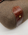 Eric Javits Brown Raffia & Embossed Leather Trim Shoulder Bag