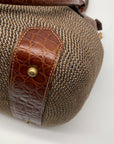 Eric Javits Brown Raffia & Embossed Leather Trim Shoulder Bag