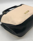 London Fog Black & Cream Colorblock Dome Satchel Bag