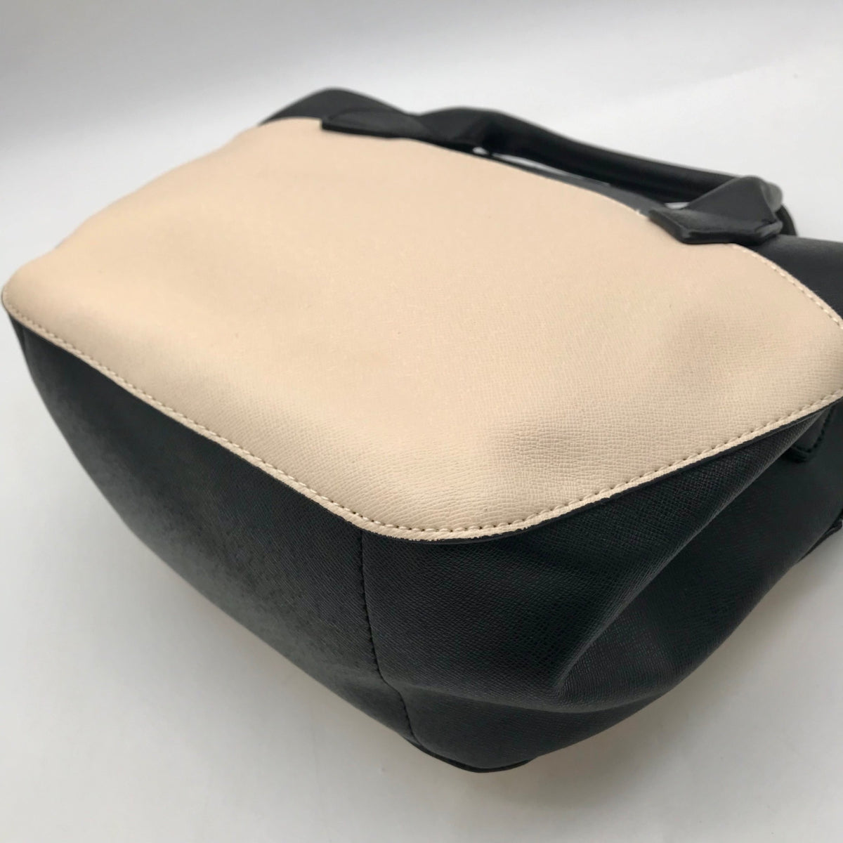 London Fog Black &amp; Cream Colorblock Dome Satchel Bag
