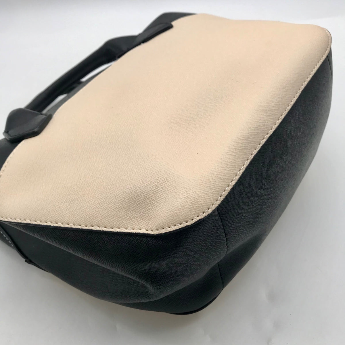 London Fog Black &amp; Cream Colorblock Dome Satchel Bag