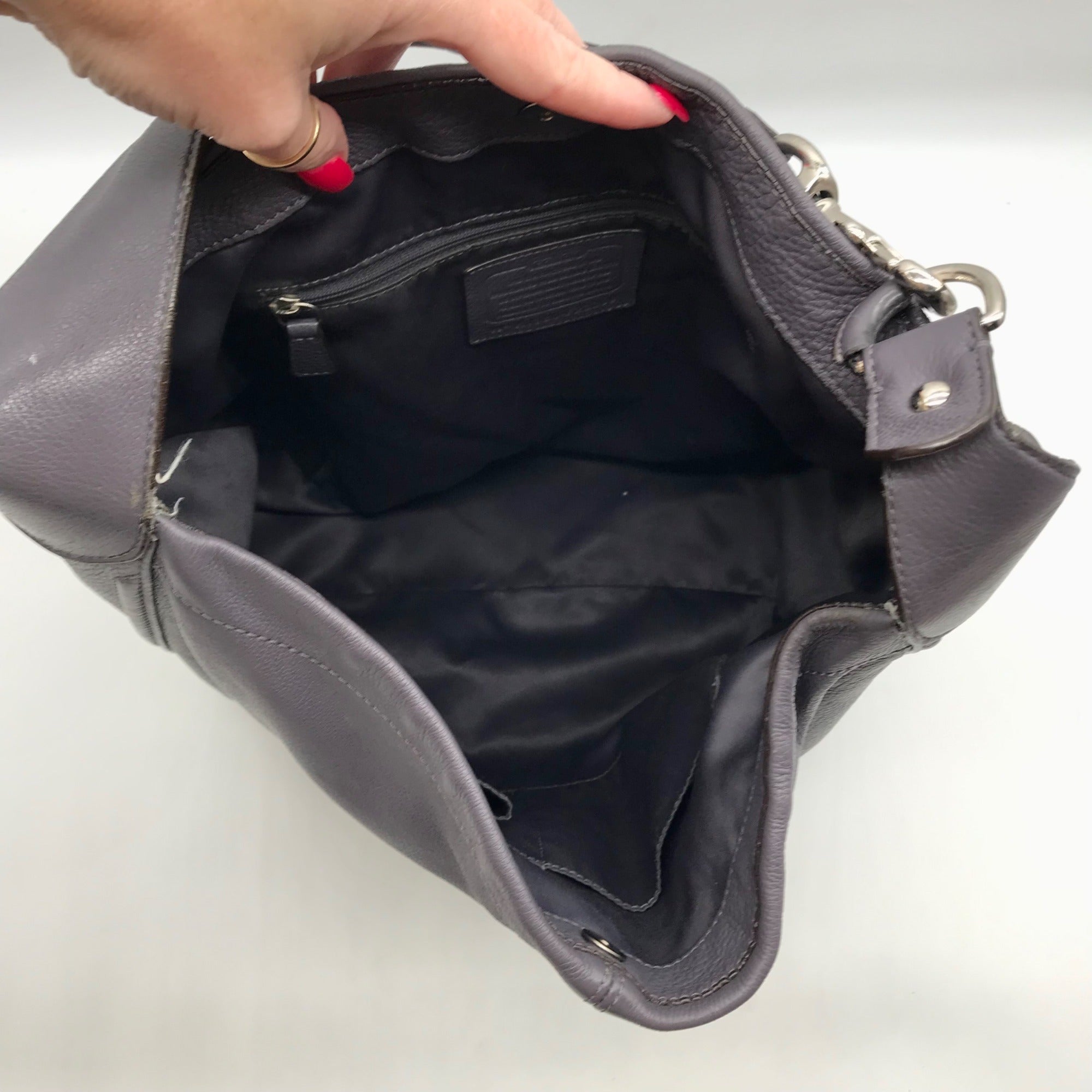 Coach Dark Gray Pebbled Leather Avery Hobo Bag F23309