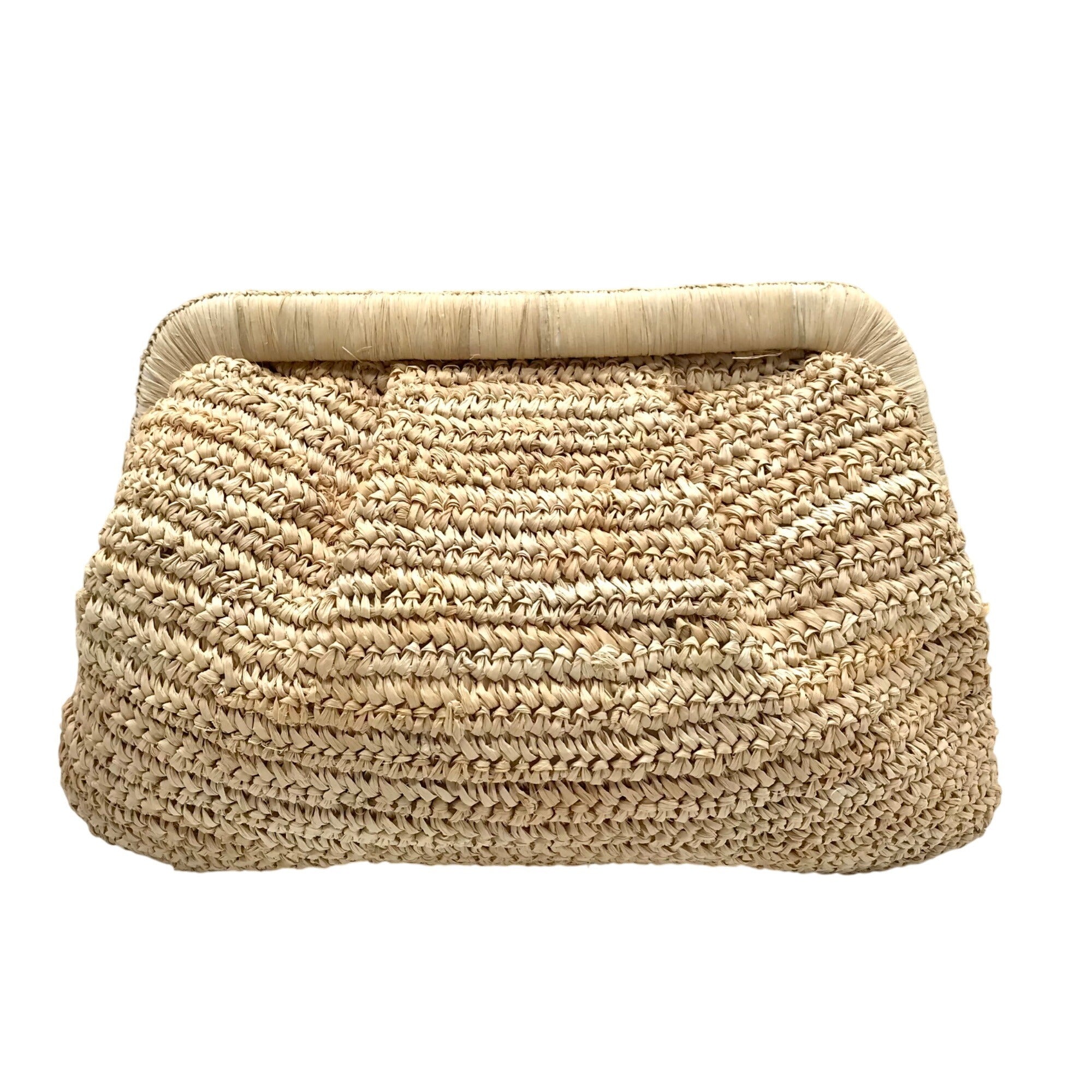 Kayu Khaki Straw Framed Clutch Bag
