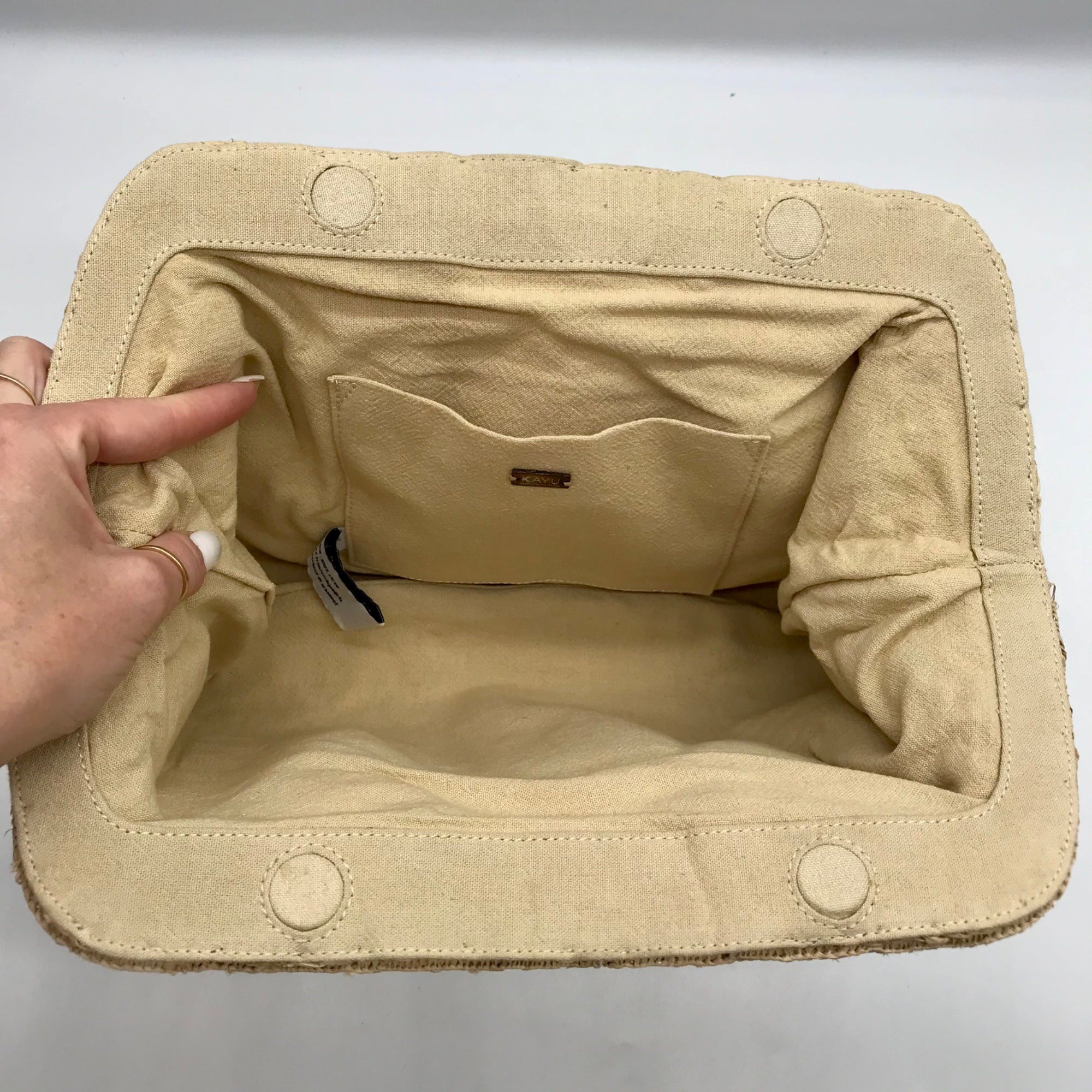 Kayu Khaki Straw Framed Clutch Bag