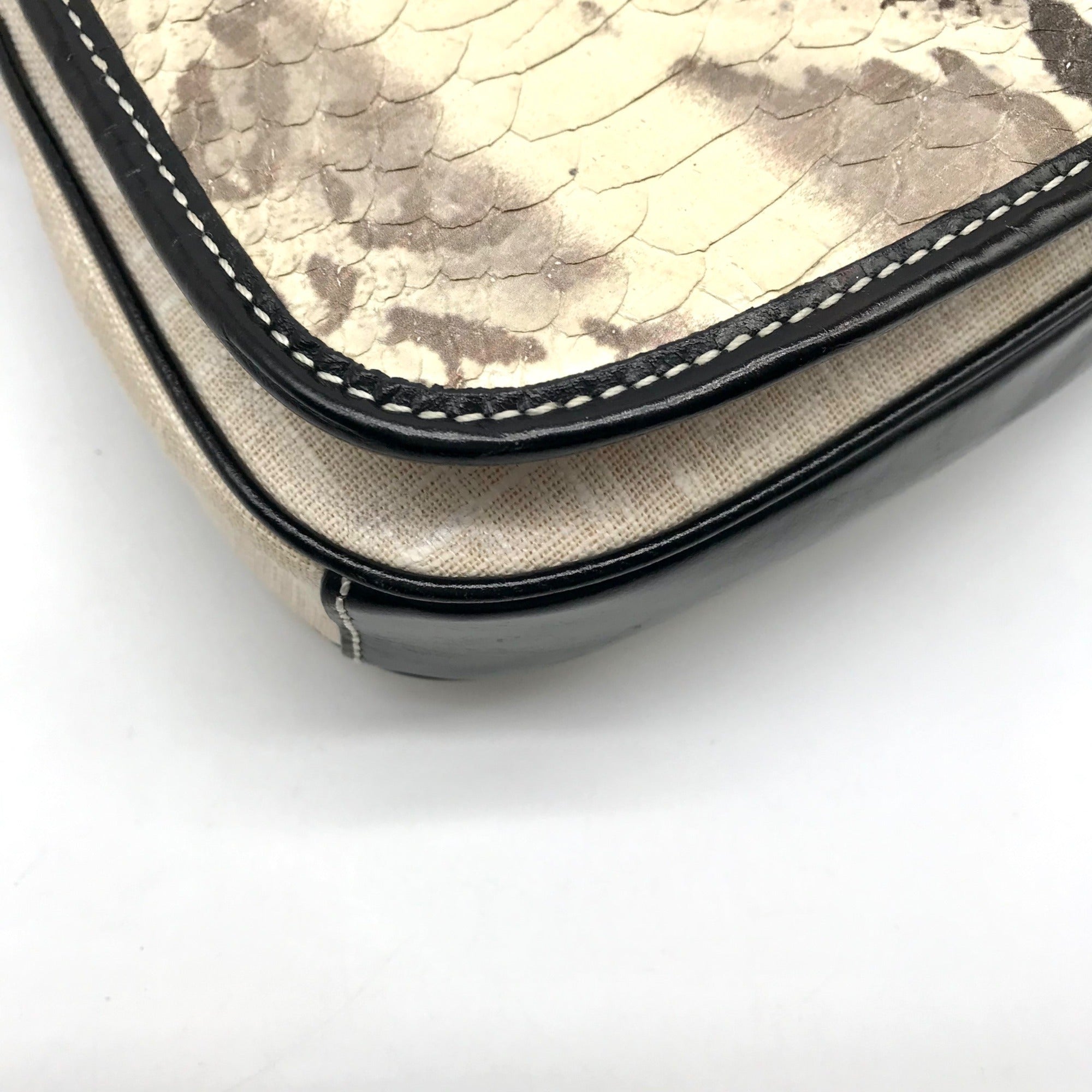 Tommy Bahama Cream &amp; Black Snake Embossed Shoulder Bag