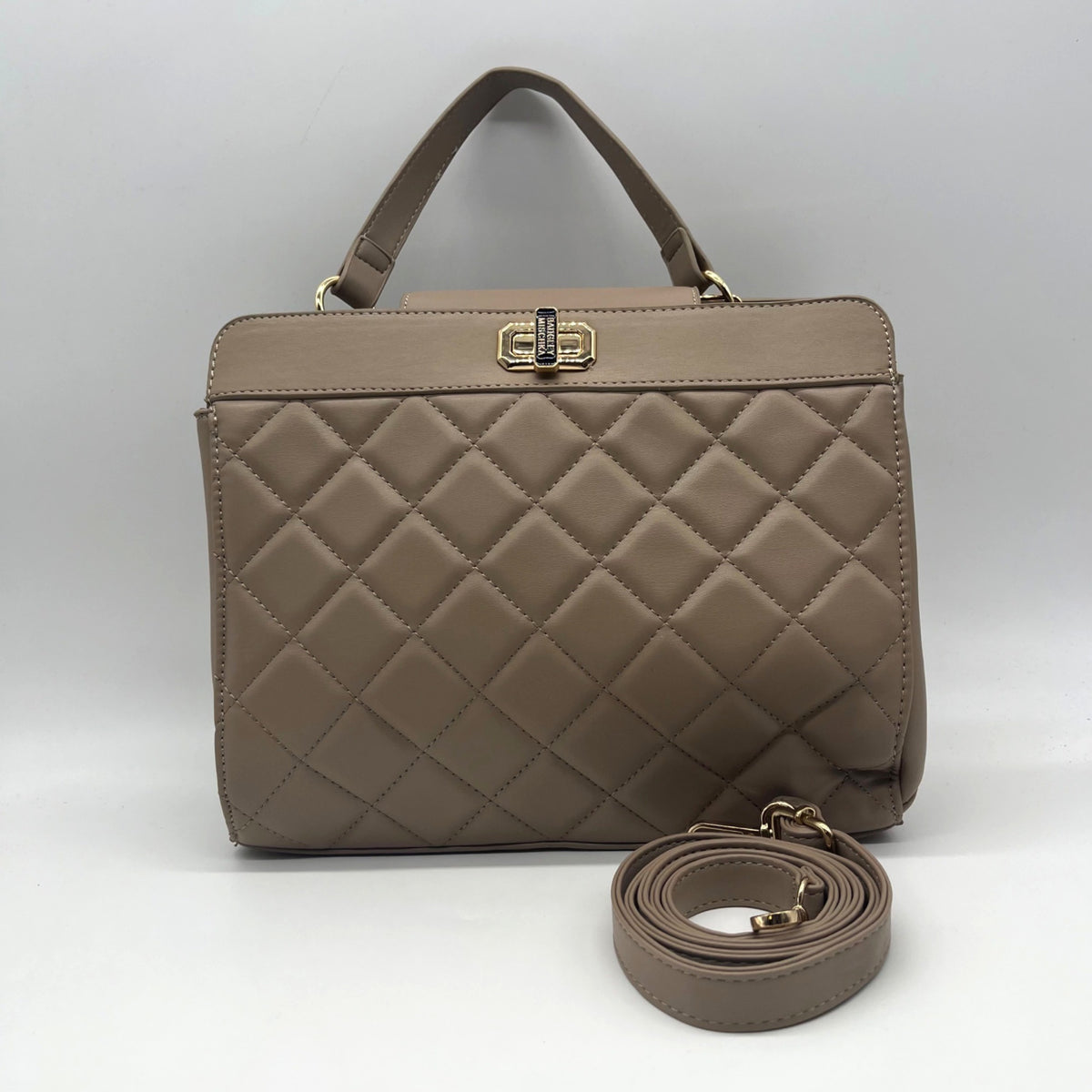 Badgley Mischka Nude Quilted Faux Leather Convertible Handbag