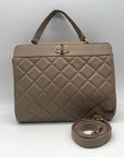 Badgley Mischka Nude Quilted Faux Leather Convertible Handbag