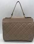 Badgley Mischka Nude Quilted Faux Leather Convertible Handbag