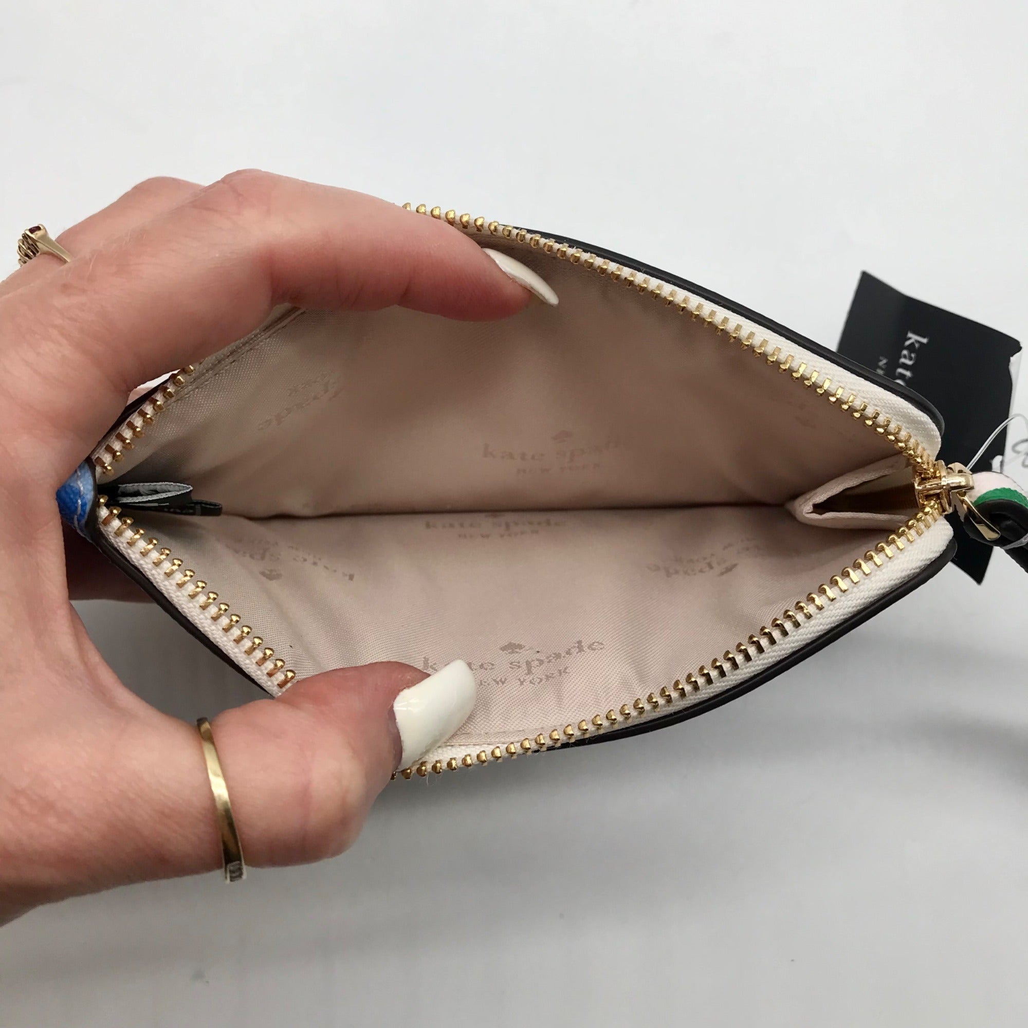 Kate Spade Cream Mult Leather Lucy Festival Floral Painted Wristlet