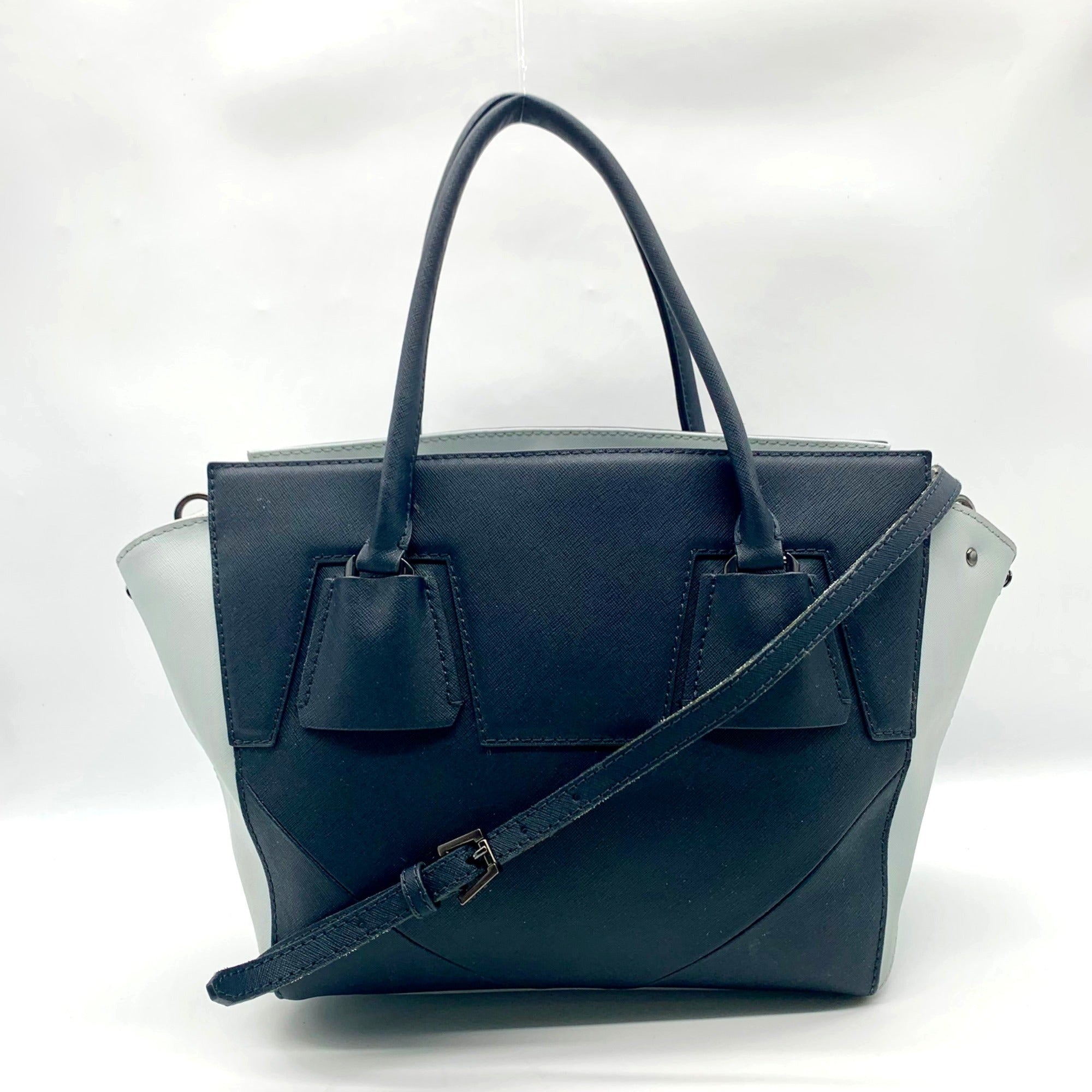 Botkier Baby Blue &amp; Navy Saffiano Leather Colorblock Cooper Satchel