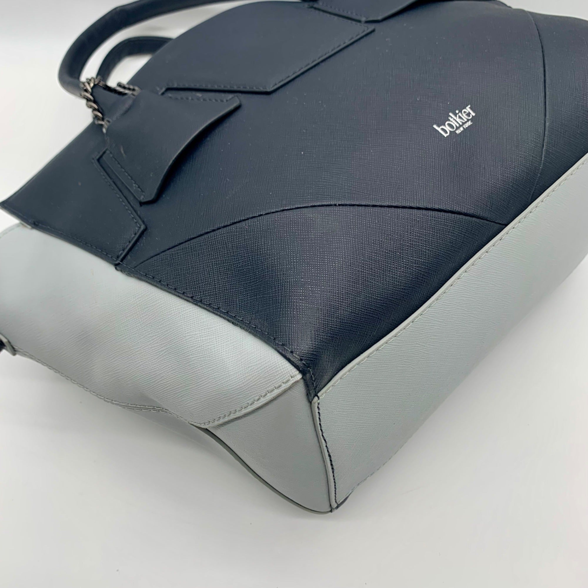 Botkier Baby Blue &amp; Navy Saffiano Leather Colorblock Cooper Satchel