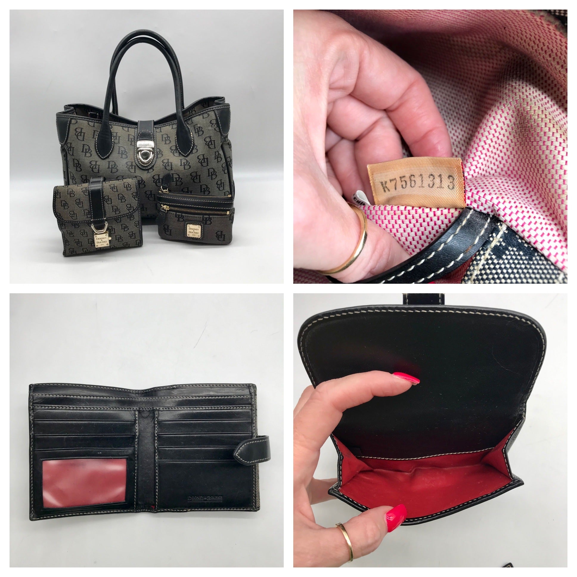 Dooney &amp; Bourke Black Canvas &amp; Leather  Convertible Satchel With Wallets