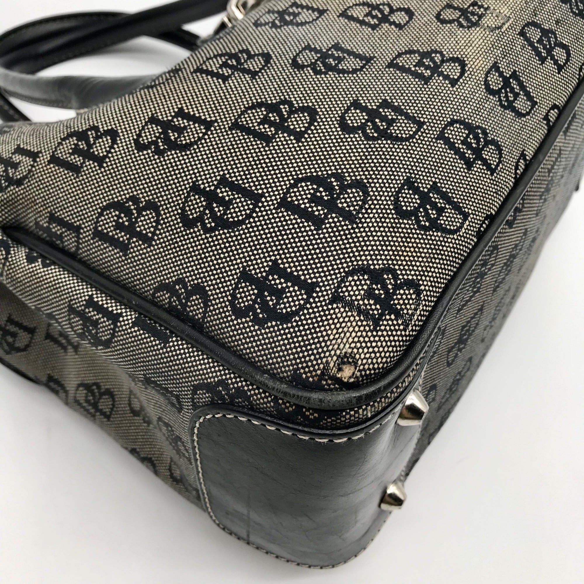 Dooney &amp; Bourke Black Canvas &amp; Leather  Convertible Satchel With Wallets