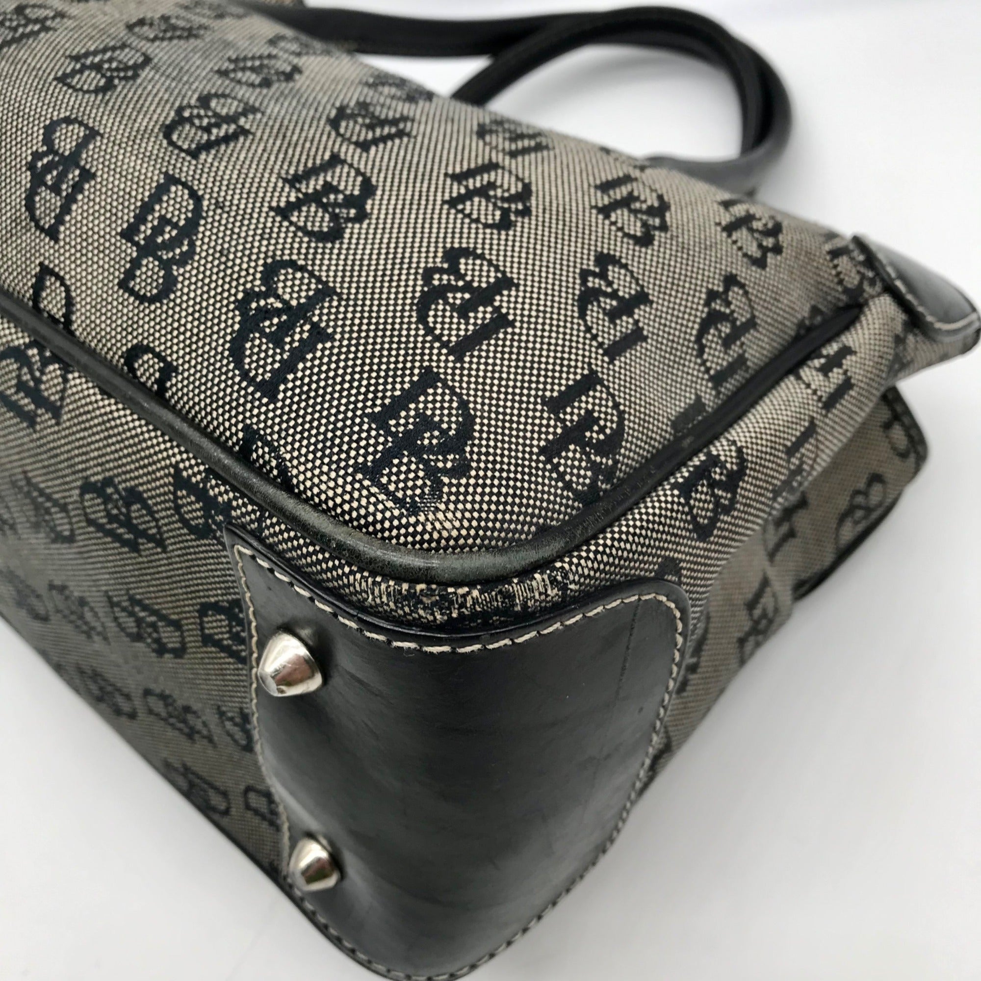 Dooney &amp; Bourke Black Canvas &amp; Leather  Convertible Satchel With Wallets