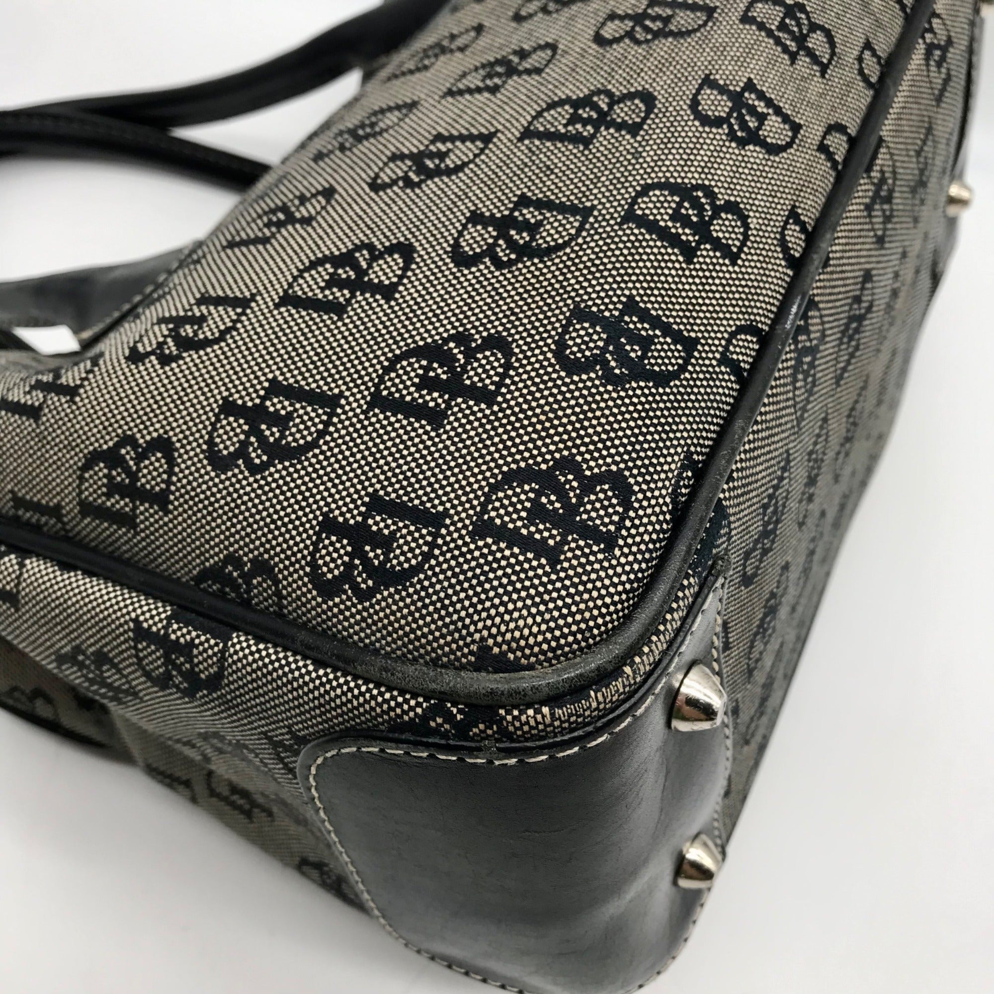 Dooney &amp; Bourke Black Canvas &amp; Leather  Convertible Satchel With Wallets