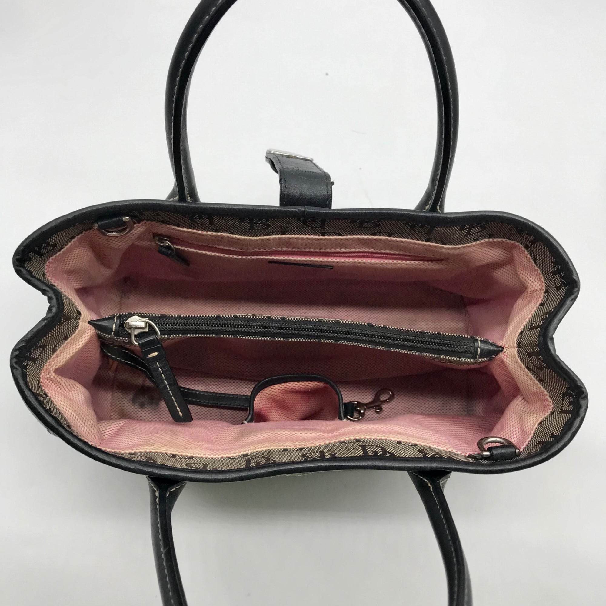 Dooney &amp; Bourke Black Canvas &amp; Leather  Convertible Satchel With Wallets