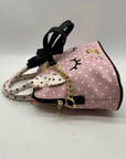 Betsey Johnson Pink & White Polka Dot Cat Face Tote Bag