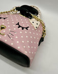Betsey Johnson Pink & White Polka Dot Cat Face Tote Bag