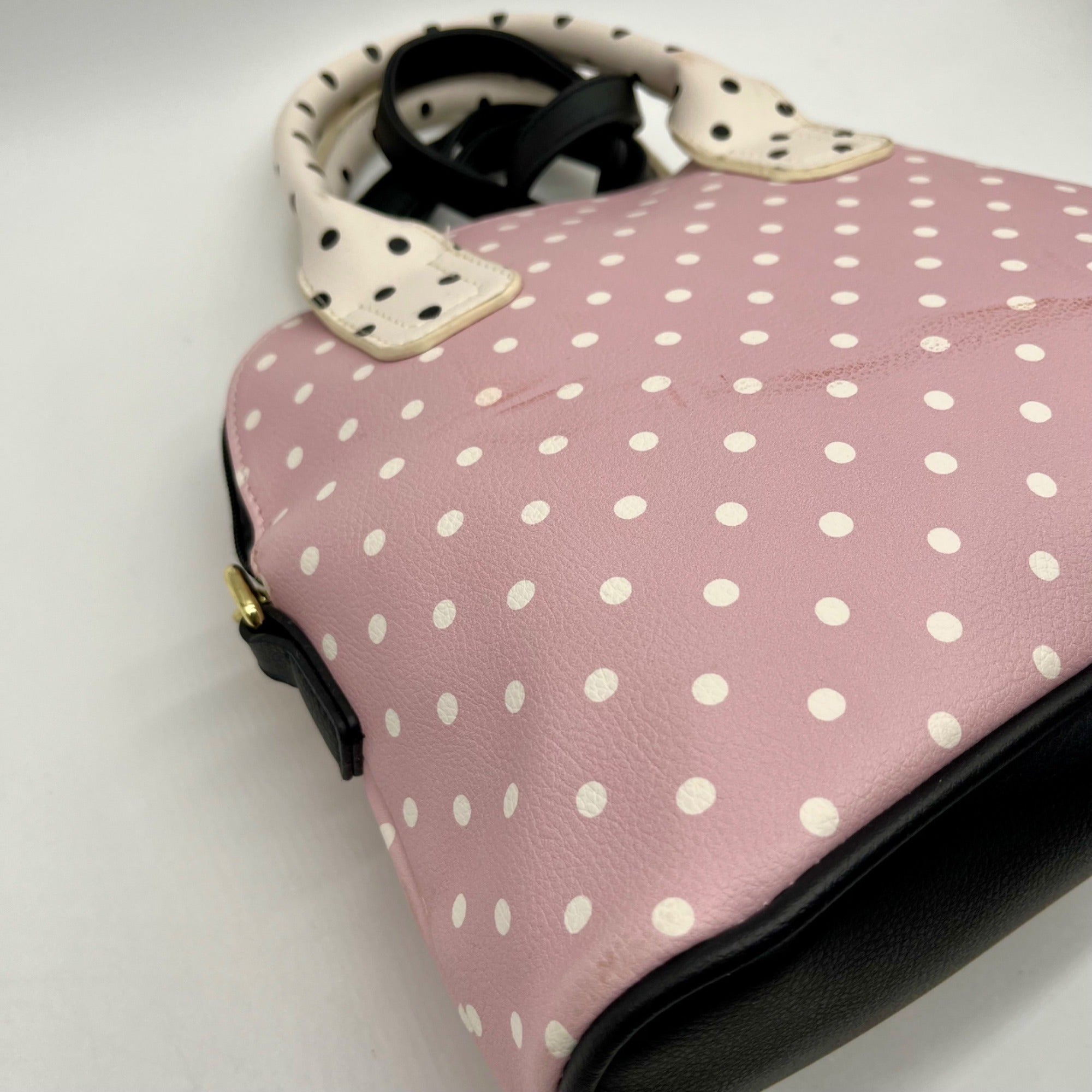 Betsey Johnson Pink &amp; White Polka Dot Cat Face Tote Bag