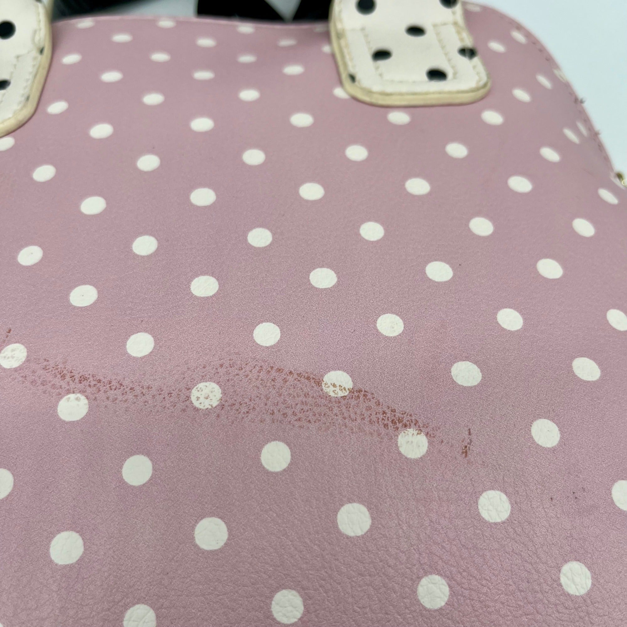 Betsey Johnson Pink &amp; White Polka Dot Cat Face Tote Bag