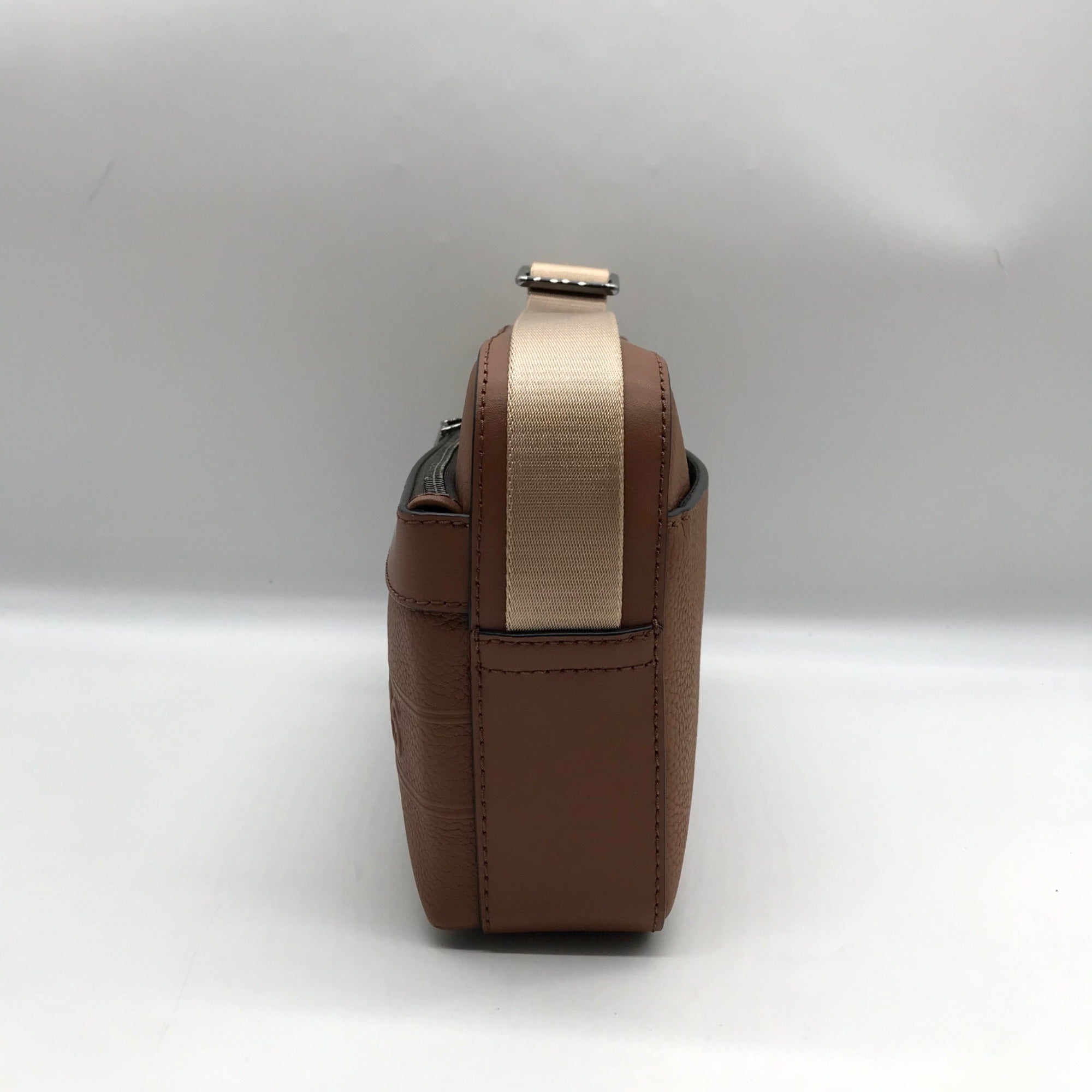 Michael Kors Luggage Brown Pebbled Leather Hudson Utility Crossbody Bag