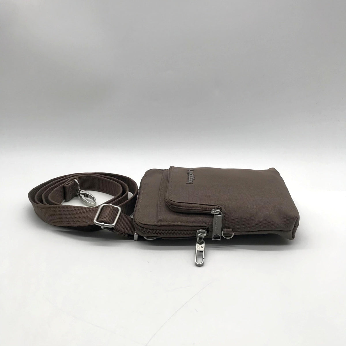 Baggallini Pale Brown Nylon Slim Crossbody Bag