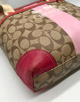 Coach Brown Monogram Canvas Pink Heritage Stripe Tote Bag 11349