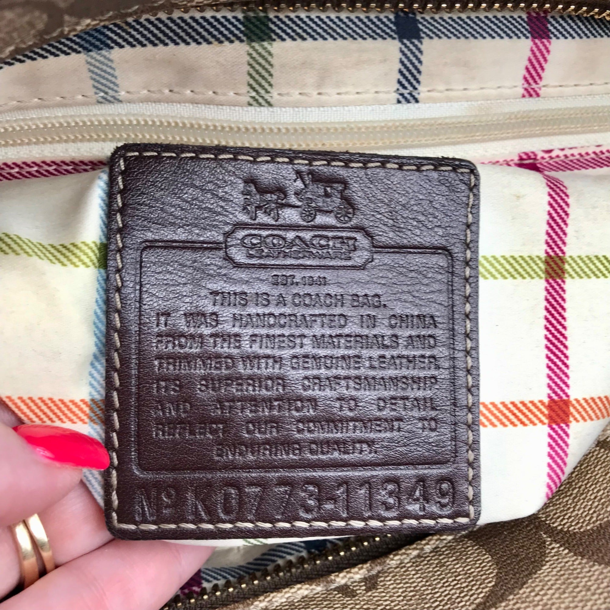 Coach Brown Monogram Canvas Pink Heritage Stripe Tote Bag 11349