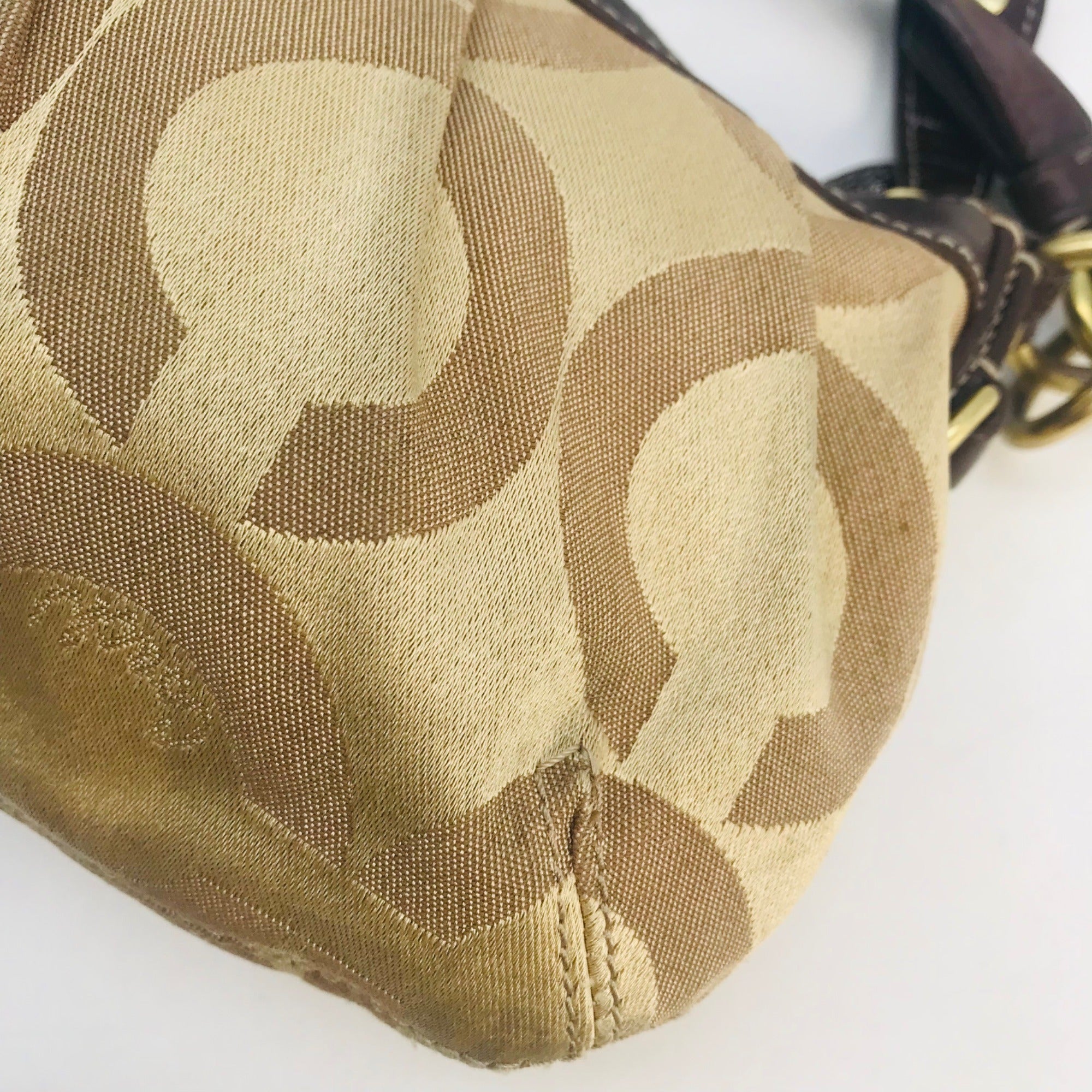 Coach Brown &amp; Gold Signature Canvas Madison Small Hobo Bag 12950