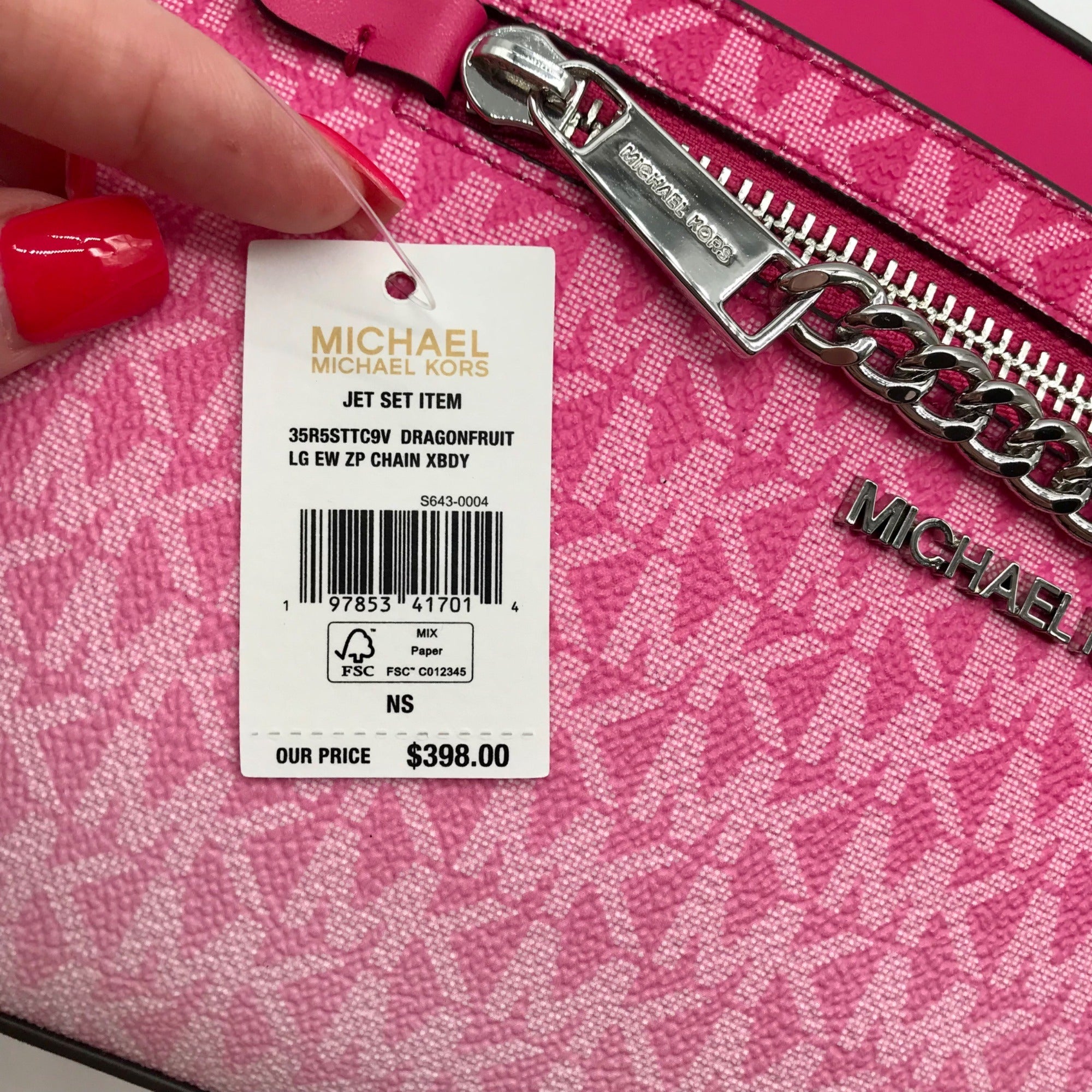 Michael Kors Dragon Fruit Ombre Leather Jet Set Logo Crossbody Bag