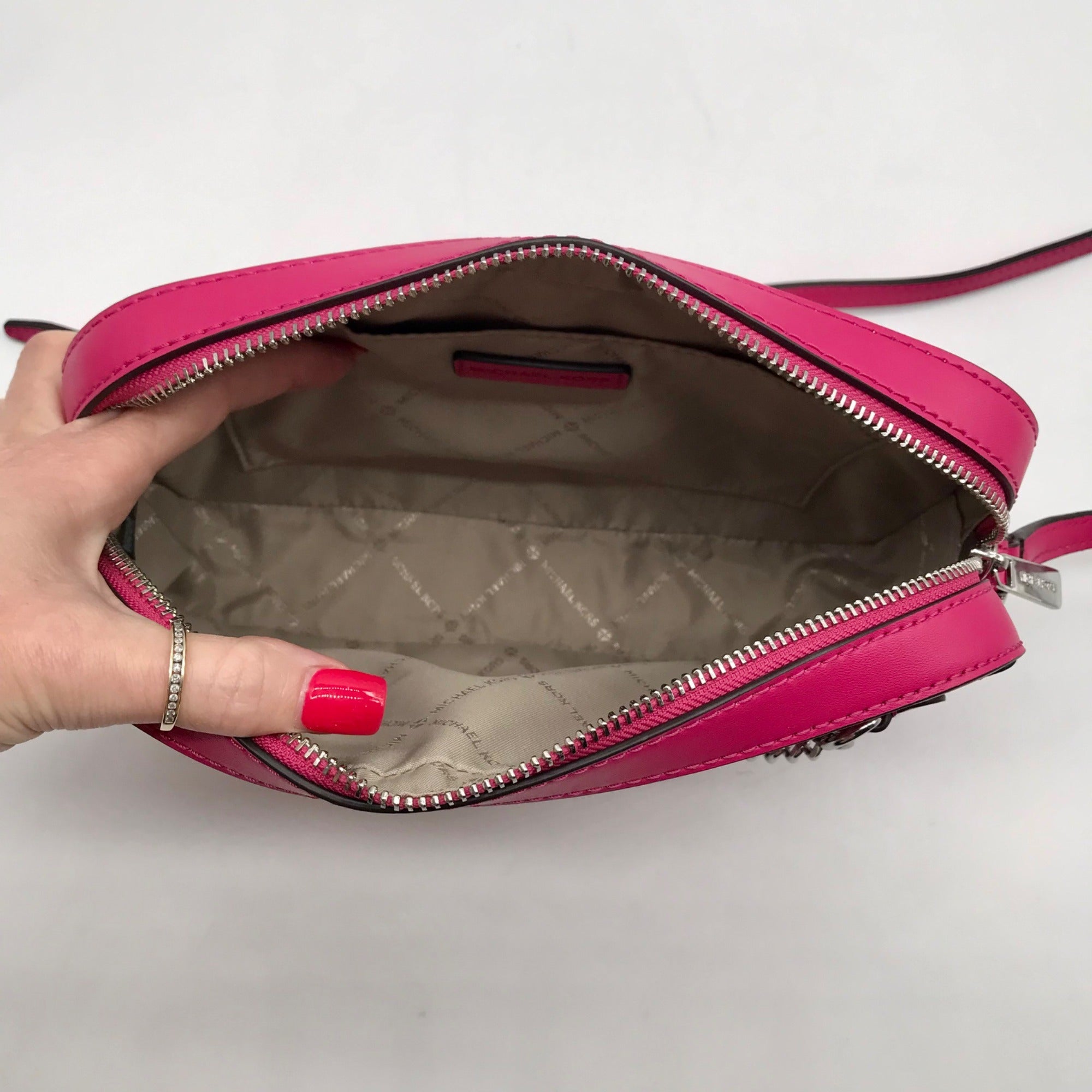 Michael Kors Dragon Fruit Ombre Leather Jet Set Logo Crossbody Bag