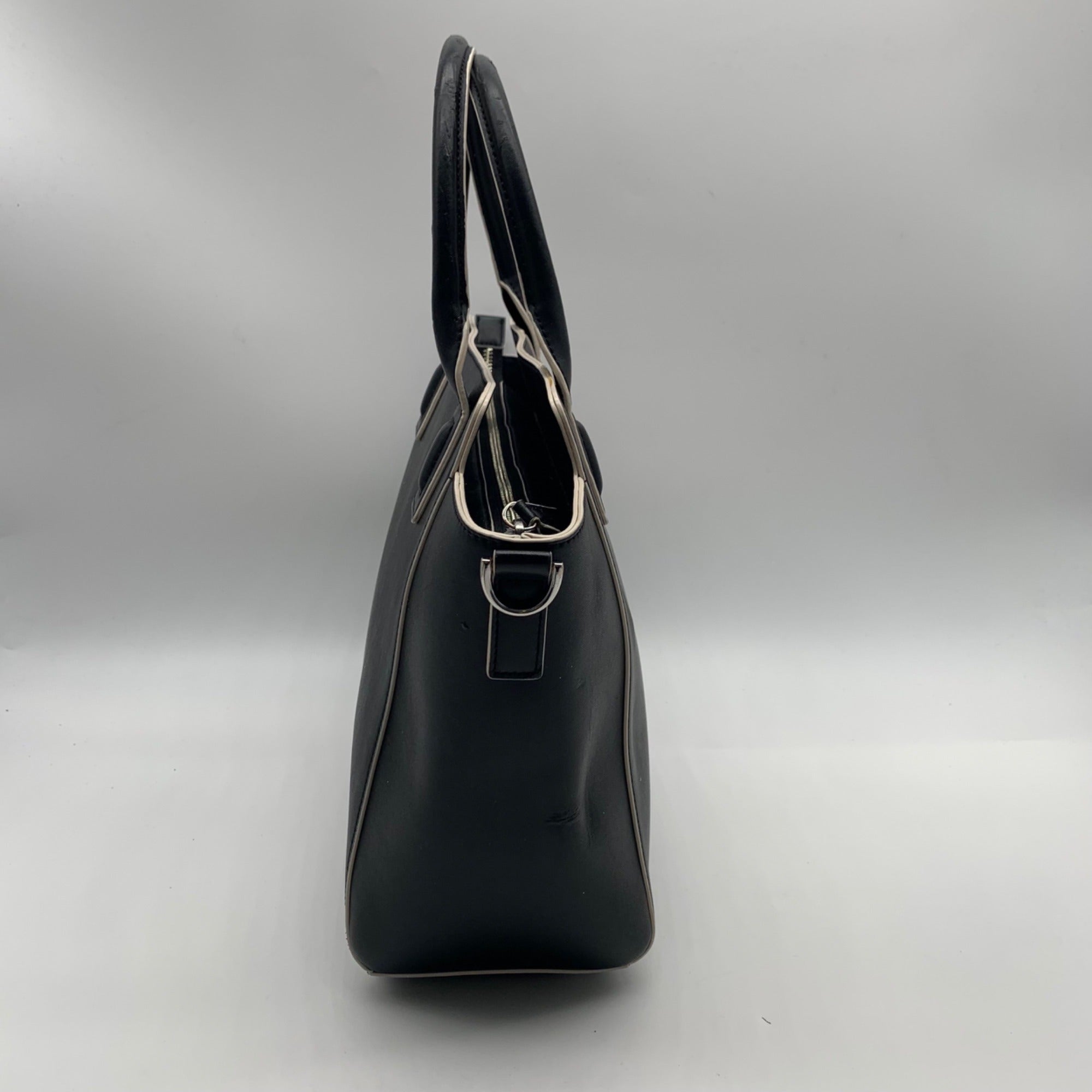 Vera Bradley Black Faux Leather Commuter Tote Bag