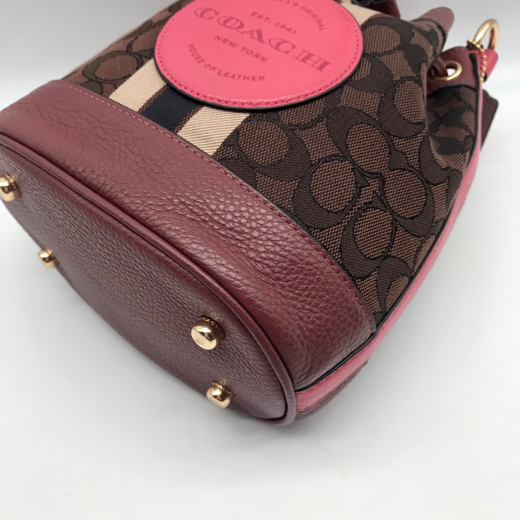 Coach Brown &amp; Purple Signature Jacquard Dempsey Bucket Bag 19 C7084