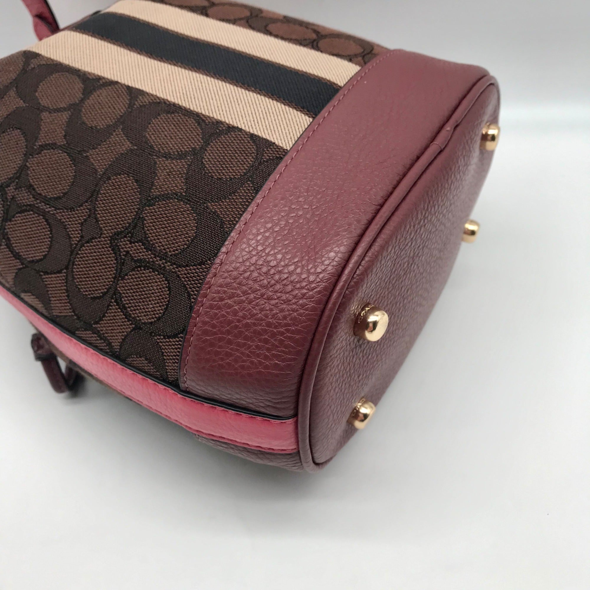 Coach Brown &amp; Purple Signature Jacquard Dempsey Bucket Bag 19 C7084