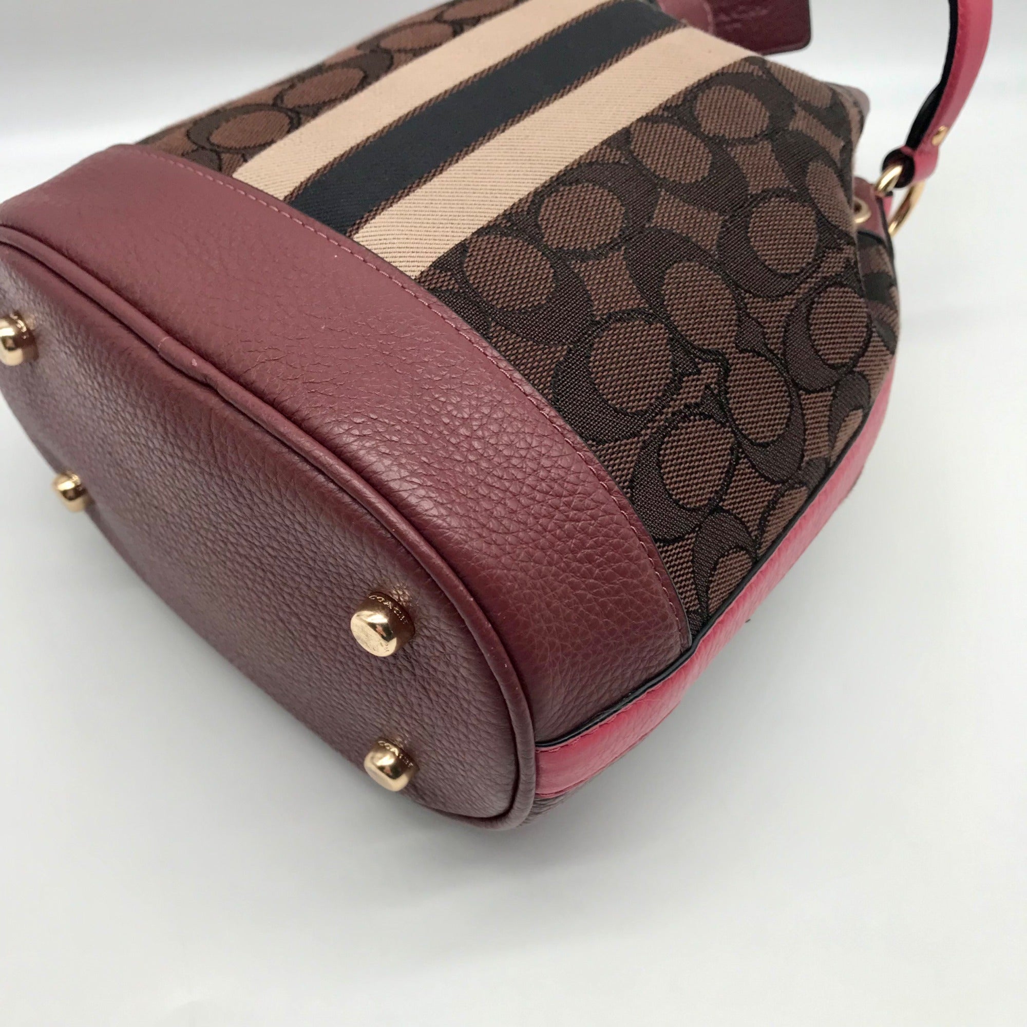 Coach Brown &amp; Purple Signature Jacquard Dempsey Bucket Bag 19 C7084