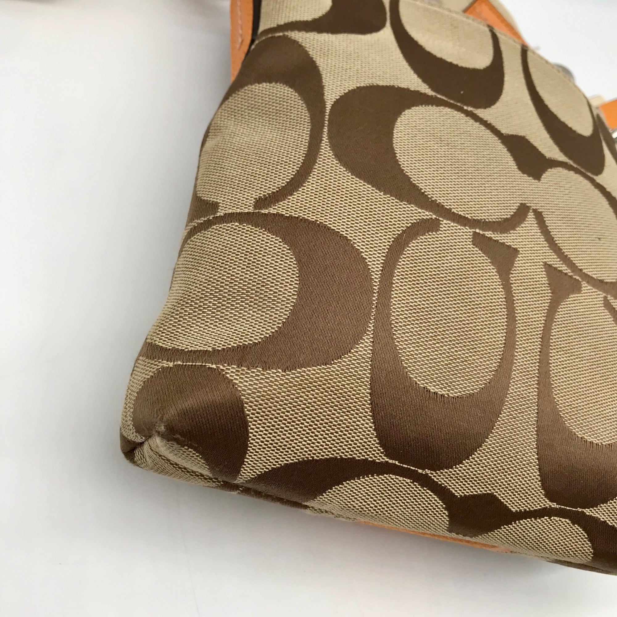 Coach Brown &amp; Orange Canvas Swingpack Stripe Crossbody Bag