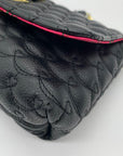 Betsey Johnson Black Quilted Hearts Design Shoulder Bag