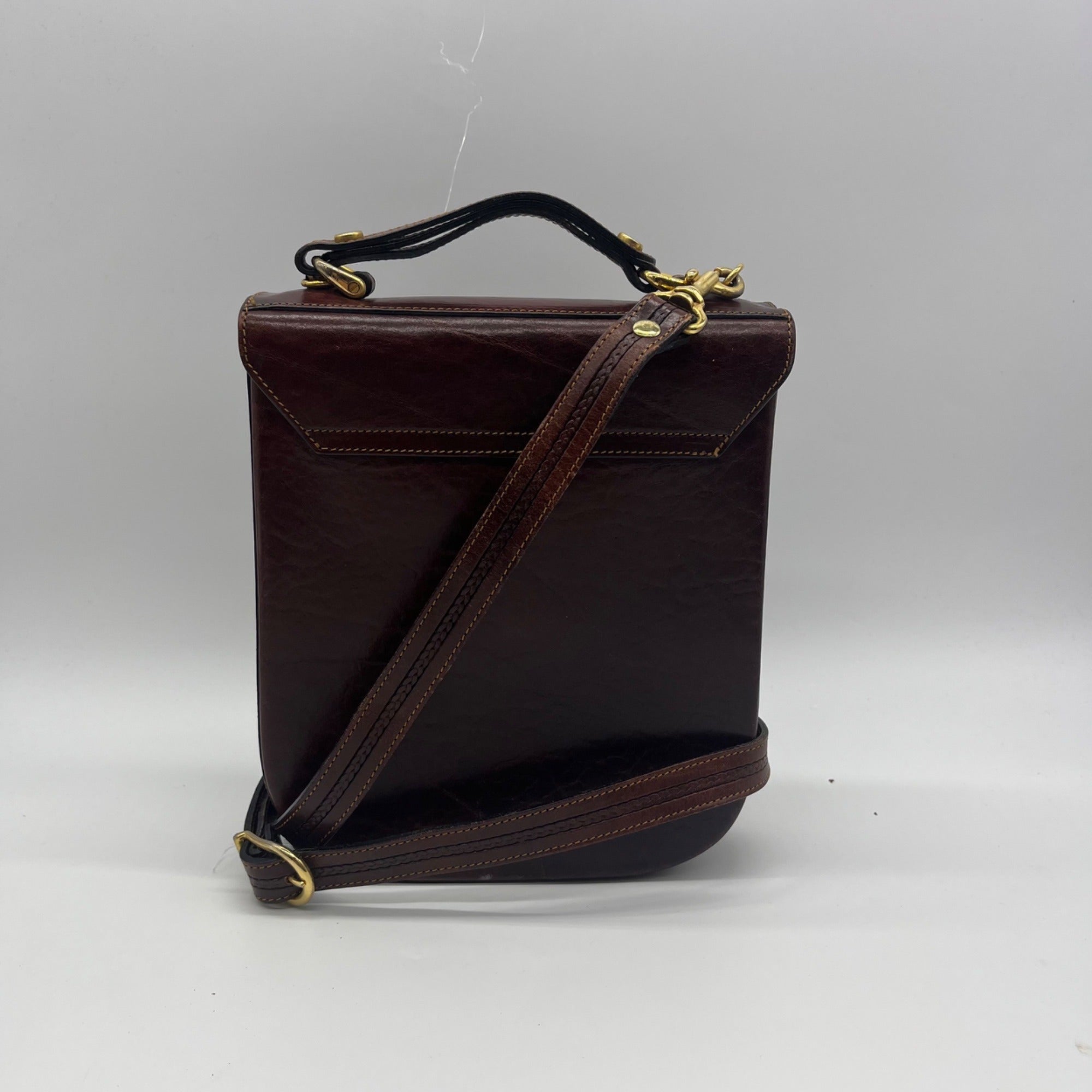 Oroton Chestnut Brown Vintage Leather Crossbody Bag