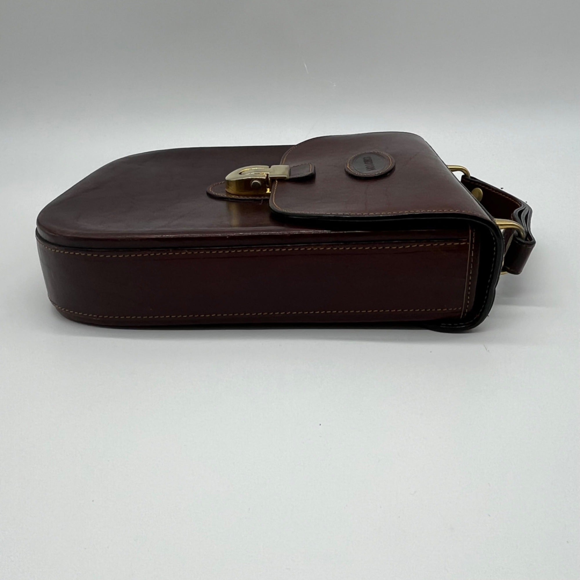Oroton Chestnut Brown Vintage Leather Crossbody Bag